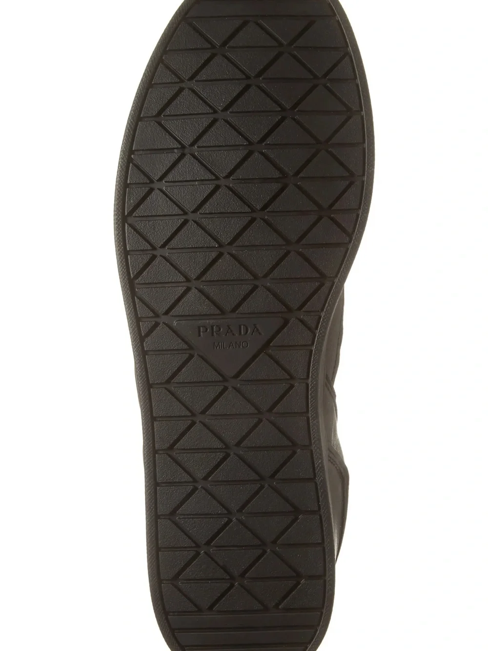 Prada Black Leather Low-Top Sneaker with Gold Logo